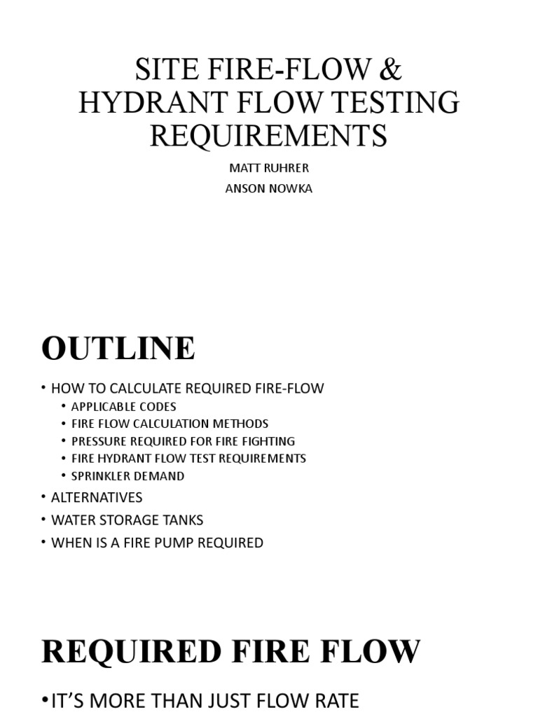 Site FireFlow Hydrant Flow Testing Requirements PDF Fire Sprinkler
