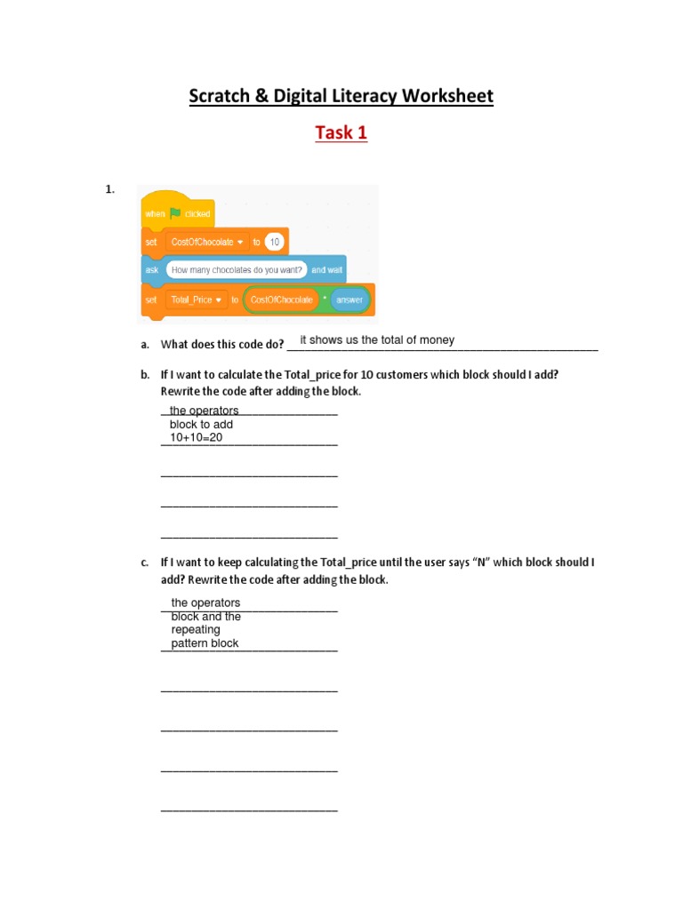 Scratch Programming and Digital Literacy - Worksheet | PDF | Malware ...