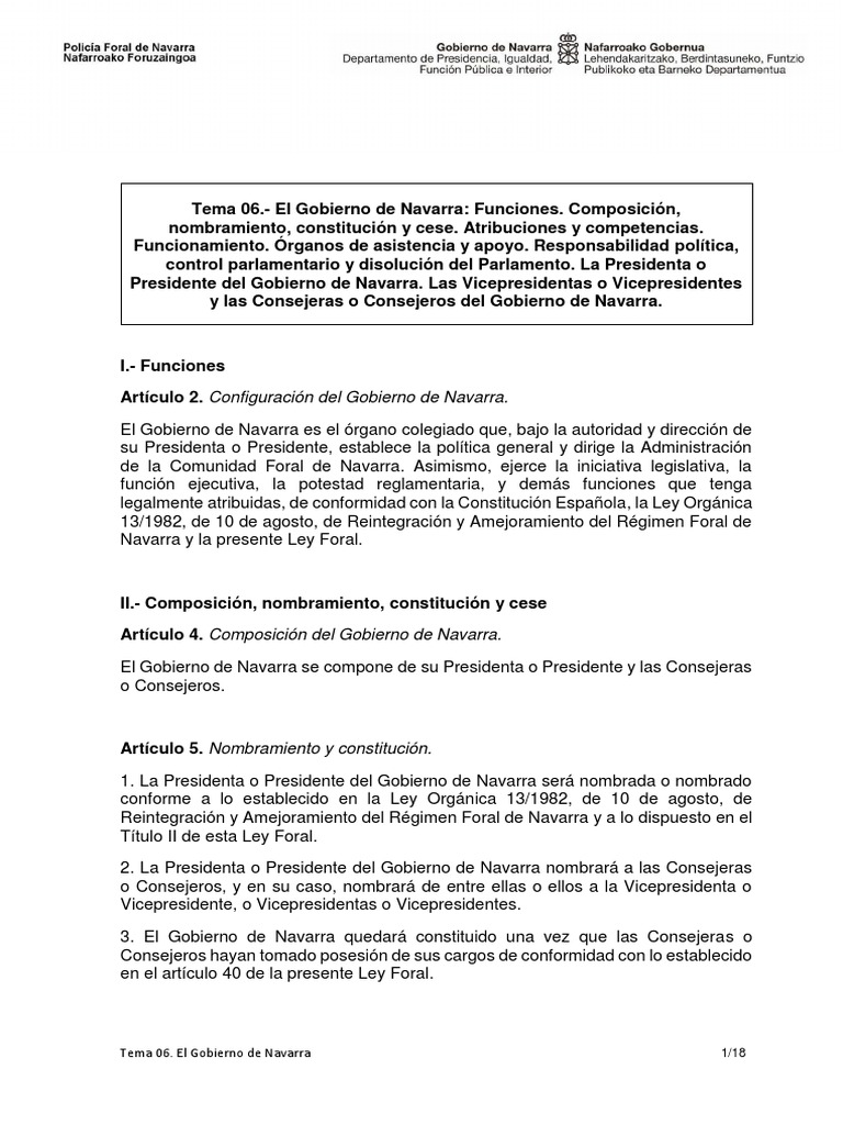 Estructura y Funciones del Gobierno de Navarra | PDF | Comisión Europea ...