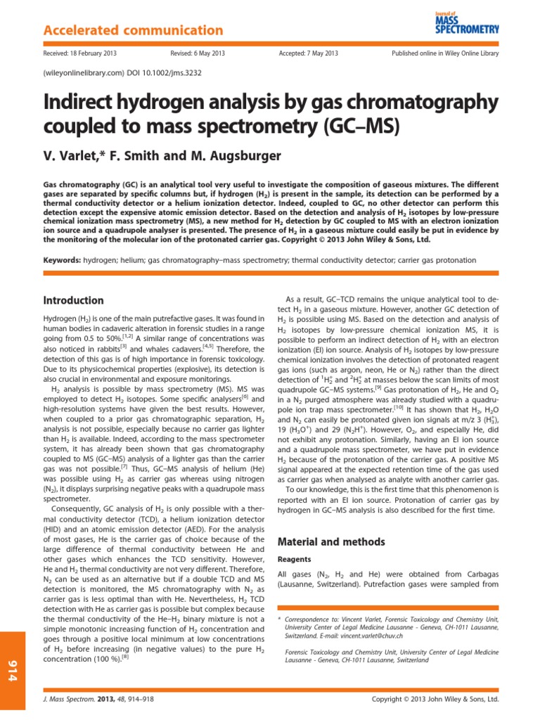 GCMS TCD | PDF | Gas Chromatography | Mass Spectrometry