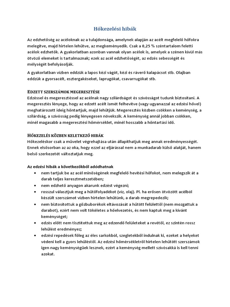 Hőkezelési Hibak | PDF