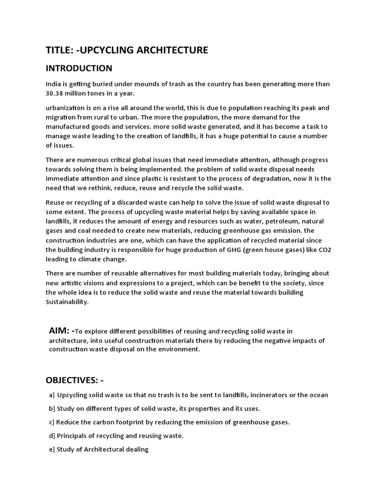 Upcycling in Sustainable Architecture | PDF | Waste | Recycling