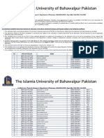 1st Pharm-D Merit List | Bahawalpur Fall 2022