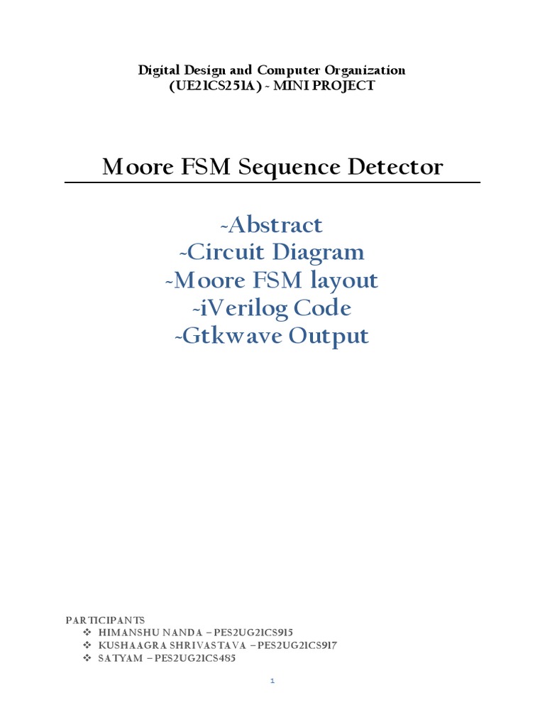 Moore FSM Sequence Detector Project | PDF | Models Of Computation ...