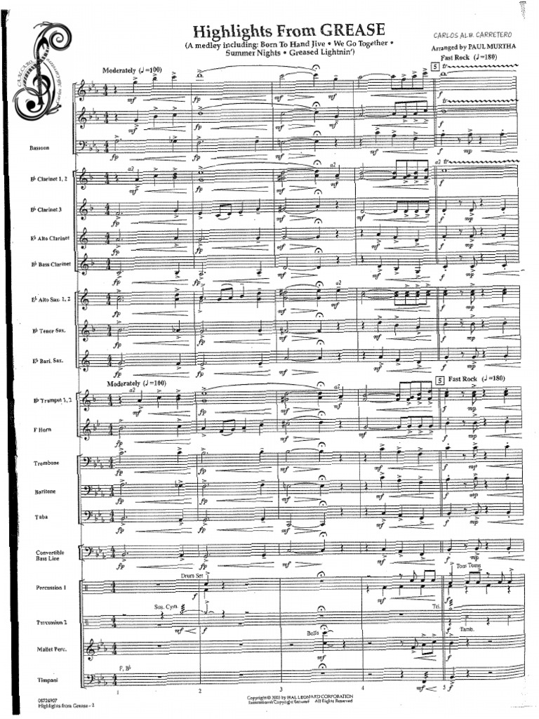 Highlights From Grease - Arr. Paul Murtha | PDF