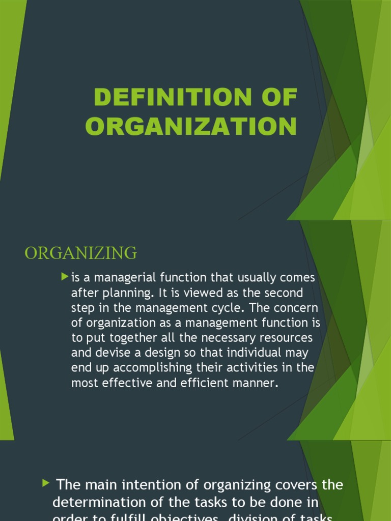 Definition of Organization PDF Organizational Structure Goal