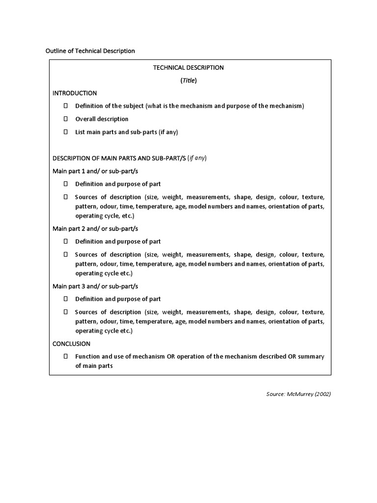 Technical Description Outline Guide | PDF | Computers | Technology ...