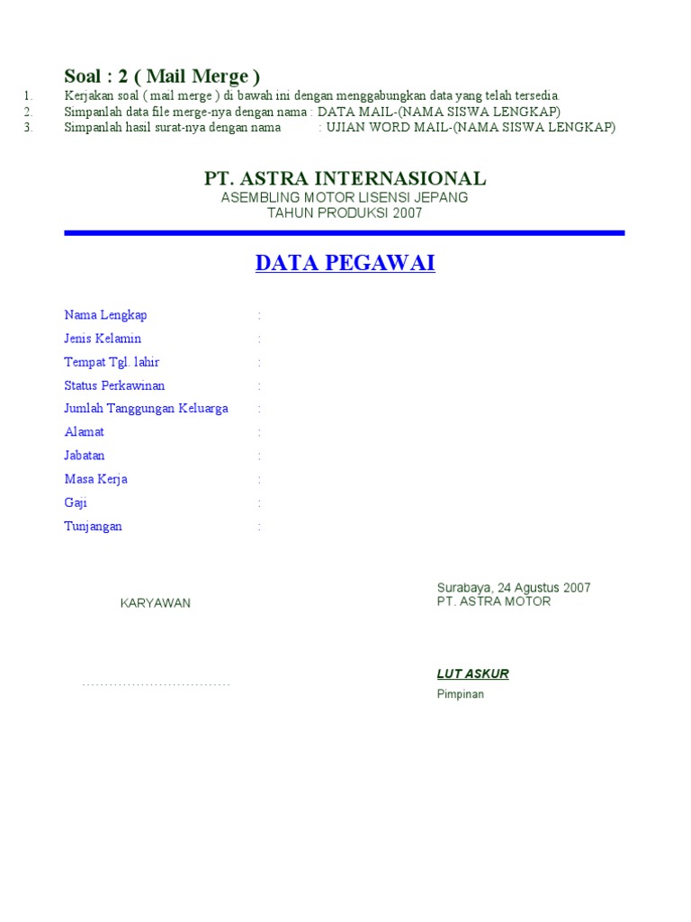 KOMPUTER Soal Ujian Word All KOMPUTER Soal Ujian Word All