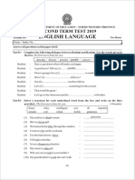 North Western Province Grade 9 English 2019 2 Term Test Paper 61f0be3191e01