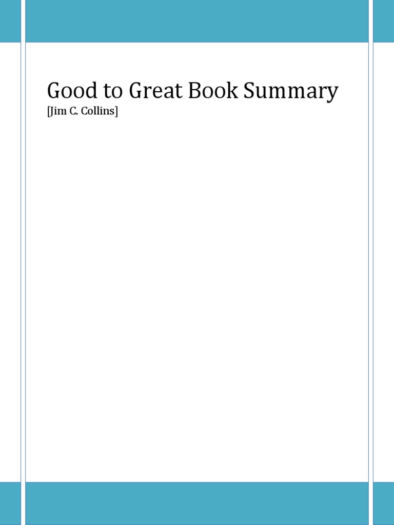 Good To Great Book Summary PDF Thought Goal
