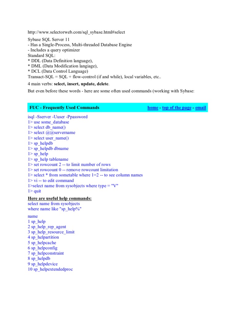 SQL Document | Database Index | Sql