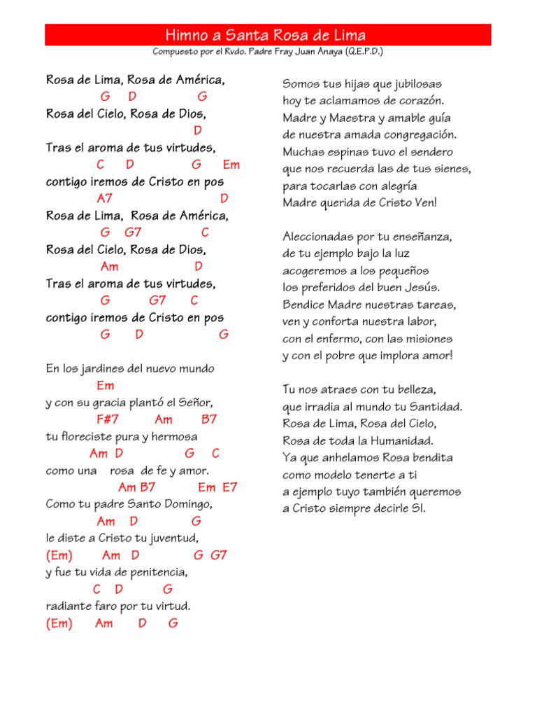 Himno A Santa Rosa de Lima | PDF