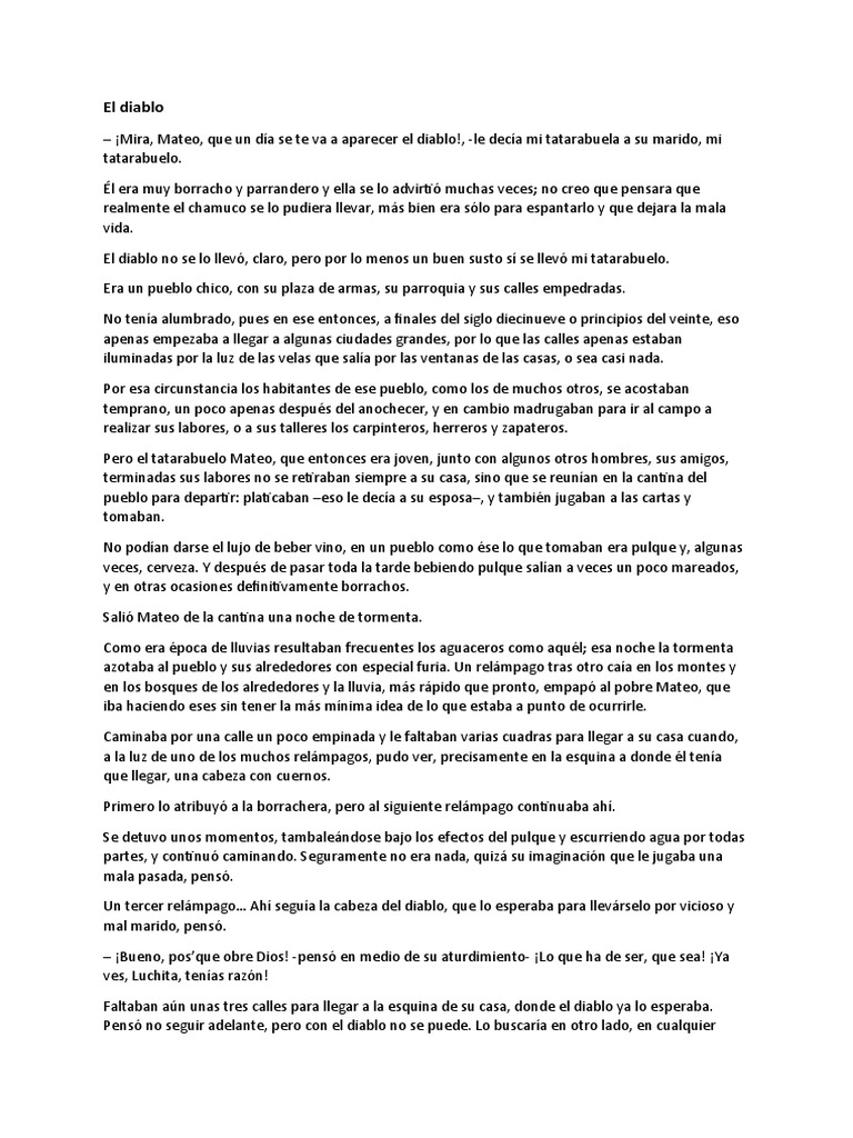 Cuento El Diablo Pdf