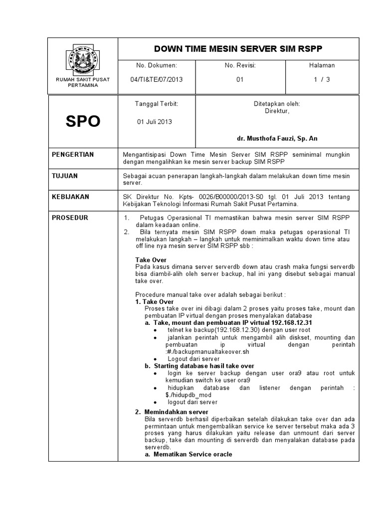 Spo down time server cahayabunda pdf