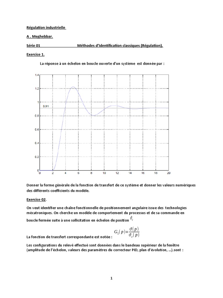 Identification de systèmes en régulation | PDF | Automatisation | Intégral