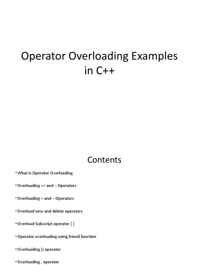 Operator Overloading | PDF | C++ | Software Engineering