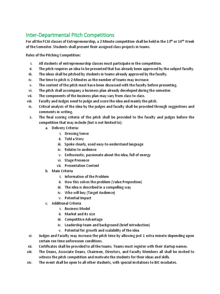 Pitch Competition Pdf Business Cognition