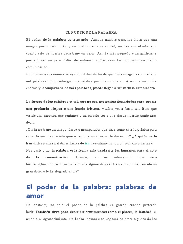 El Poder Transformador de las Palabras | PDF | Amor