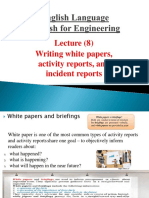 Lecture (8) - Writing White Papers, Activity Reports, and Incident Reports