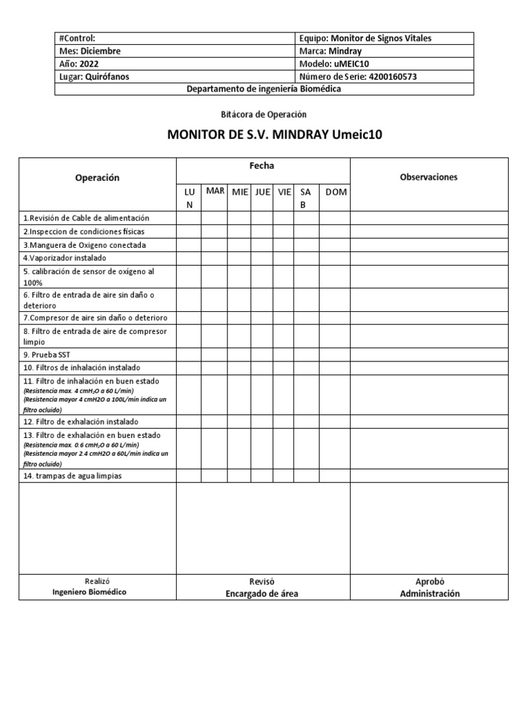 Bitácora de Monitoreo de Signos Vitales | PDF