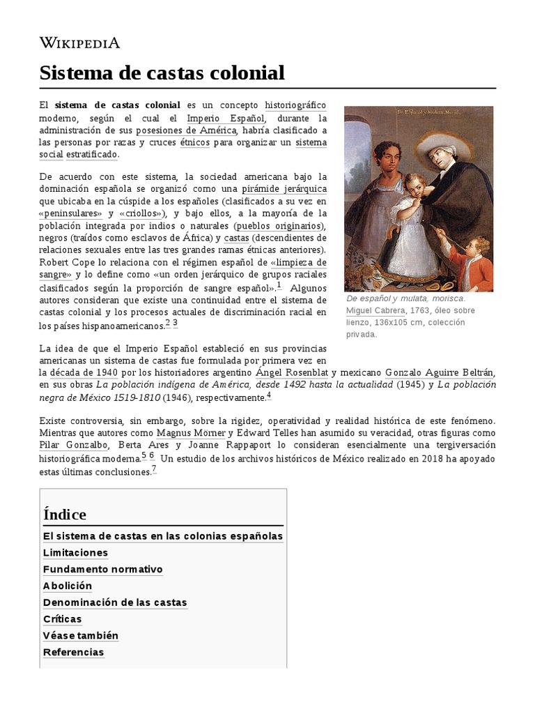 Sistema de Castas Colonial | PDF