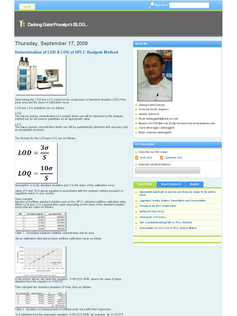 LOD LOQ Determination | PDF | Standard Deviation | High Performance ...