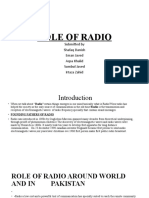 Role of Radio: Submitted by Shafaq Danish Eman Javed Aqsa Khalid Sumbul Javed Irtaza Zahid