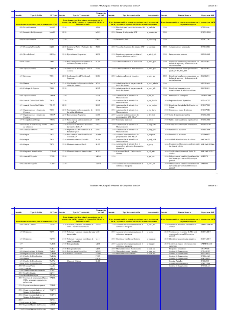 Revisión de Compañías en SAP AMOCA | PDF | Informática | Gestión de ...