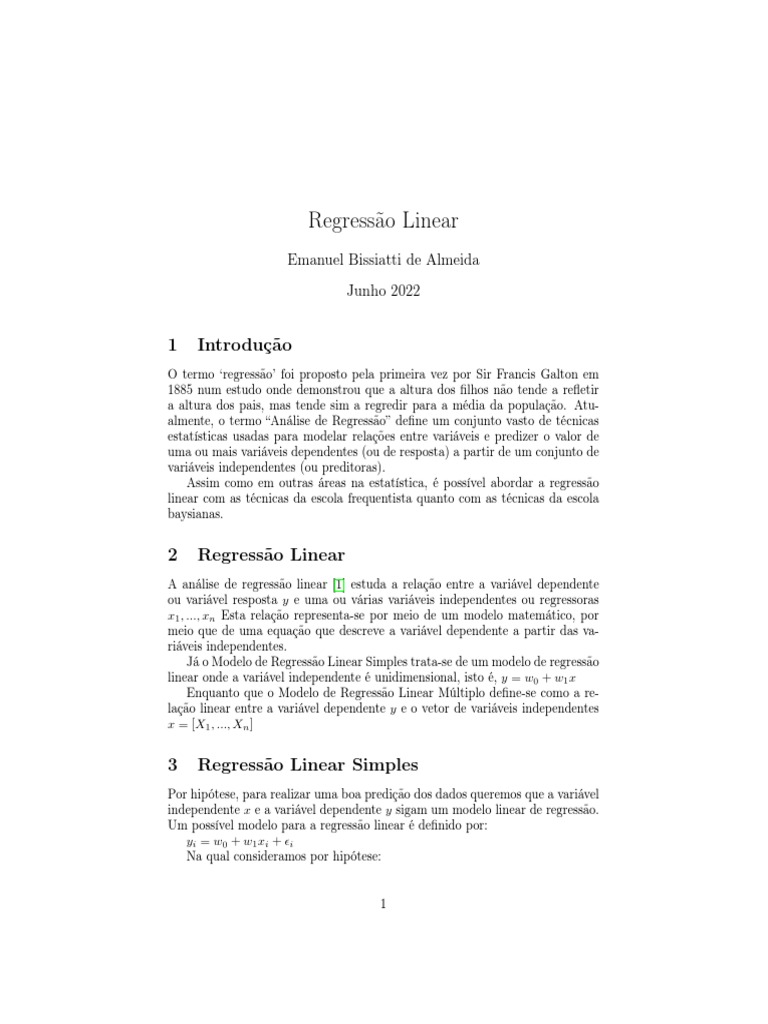 Fundamentos da Regressão Linear | PDF | Distribuição de probabilidade ...
