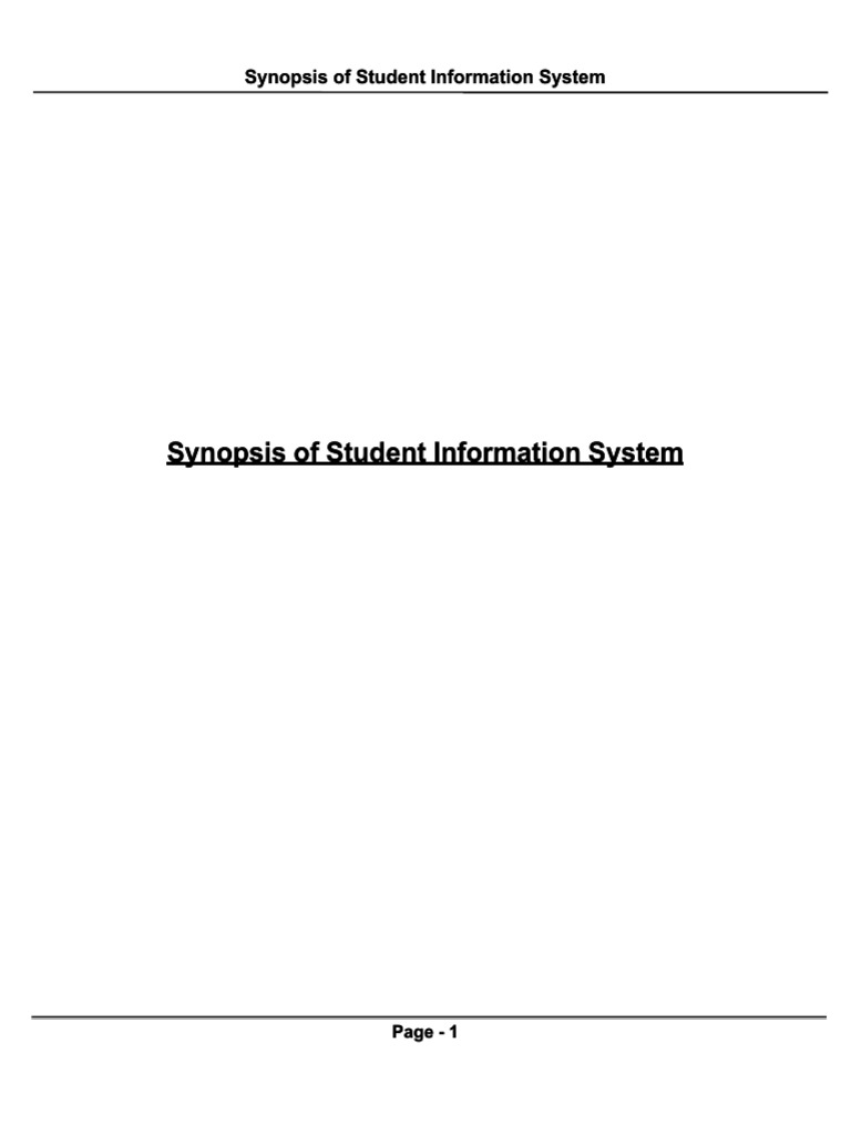 Qdoc Tips Synopsis of Student Information System PDF