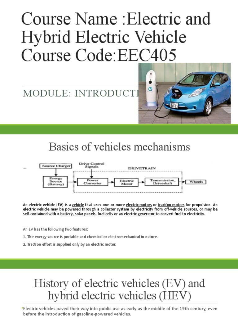 Module 1 PDF Electric Vehicle Hybrid Electric Vehicle