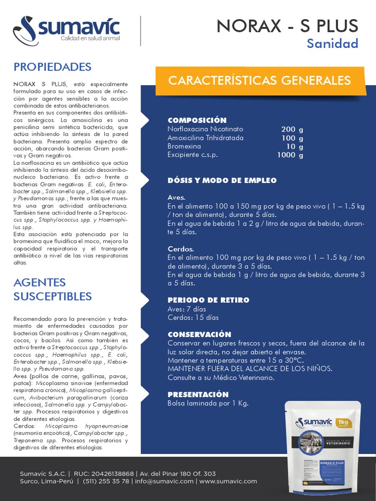 Norax S Plus: Antibiótico para Aves | PDF | Penicilina | Inmunología