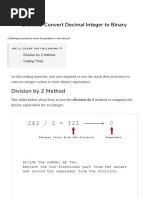 5 Exercise Convert Decimal Integer To Binary