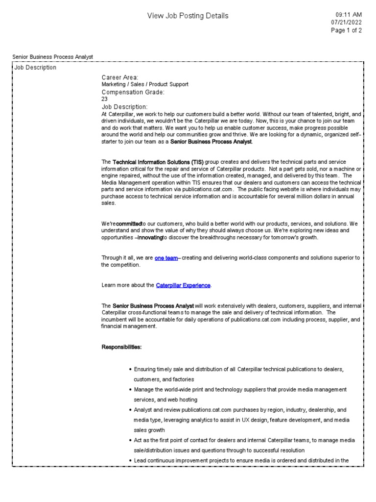 View Job Posting Details PDF Sales Business Process