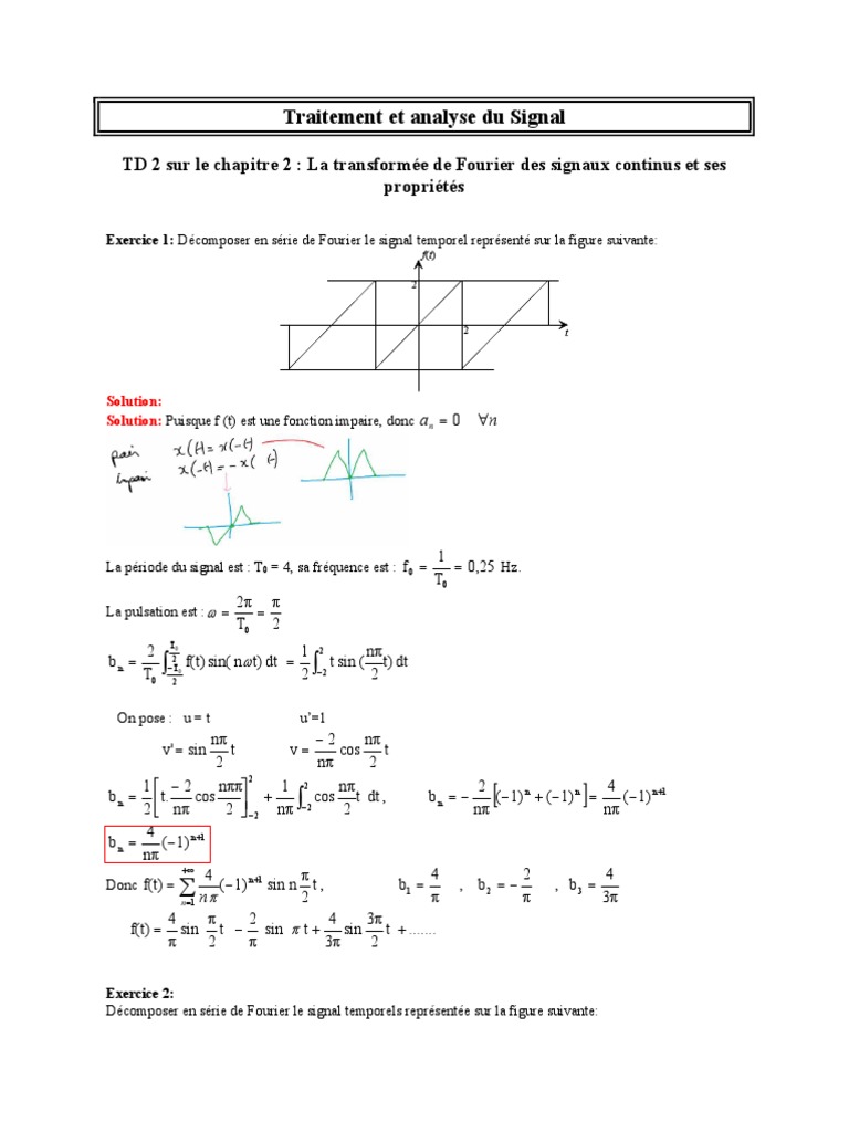 Correction TD 2 | PDF | Fréquence | Analyse mathématique