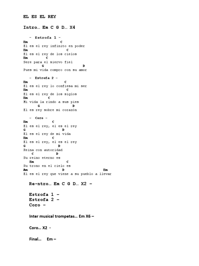 Letra El Es El Rey , Letra de la canción Él es el rey – KXCNIY