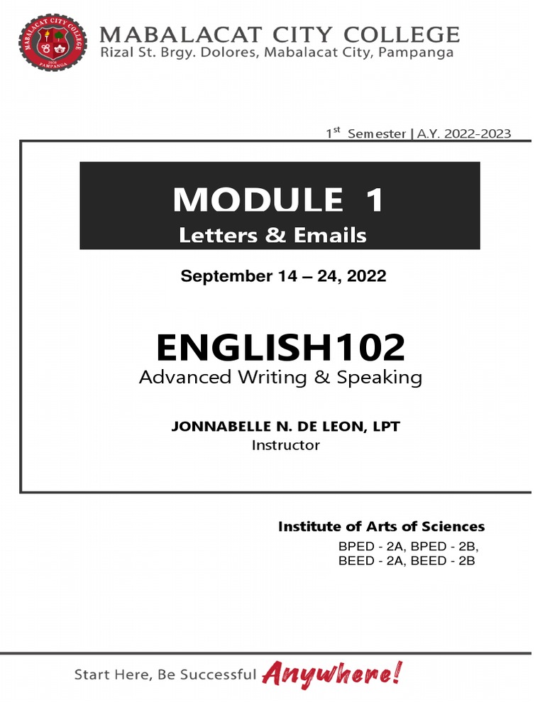 Module 1 English102 Ias Pdf Written Communication Writing