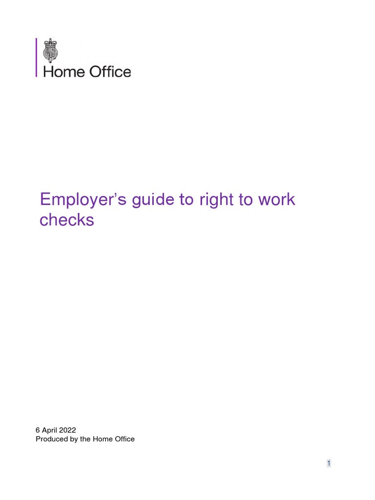 Employer S Guide To Right To Work Checks PDF PDF Passport Employment