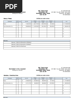 Bid Tab