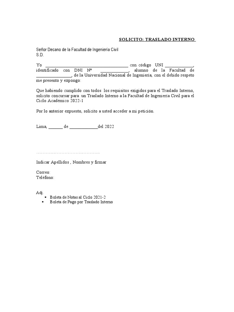 Modelo de solicitud de traslado interno pdf