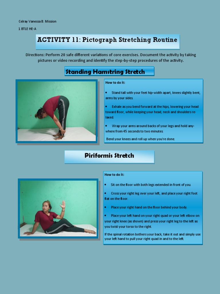 Core Stretching Routine Guide | PDF | Foot | Anatomical Terms Of Motion