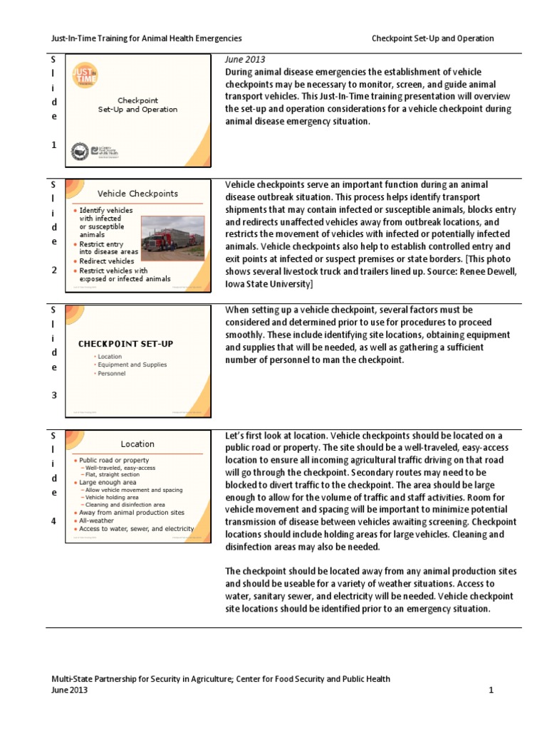 Vehicle Checkpoint Setup for Animal Health | PDF | Waste | Personal ...