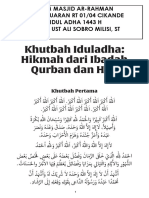 Khutbah Idul Adha 2022 - Hikmah Dari Ibadah Qurban Dan Haji