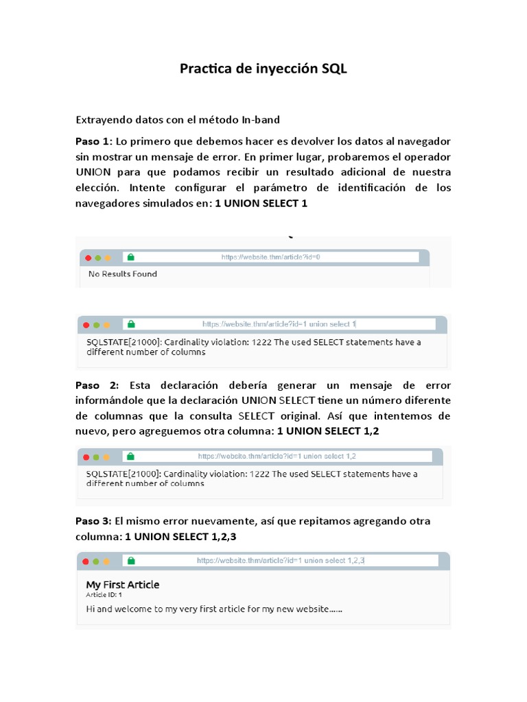Practica de inyecci n sql pdf sql contrase a