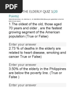 CARE OF THE ELDERLY QUIZ 1