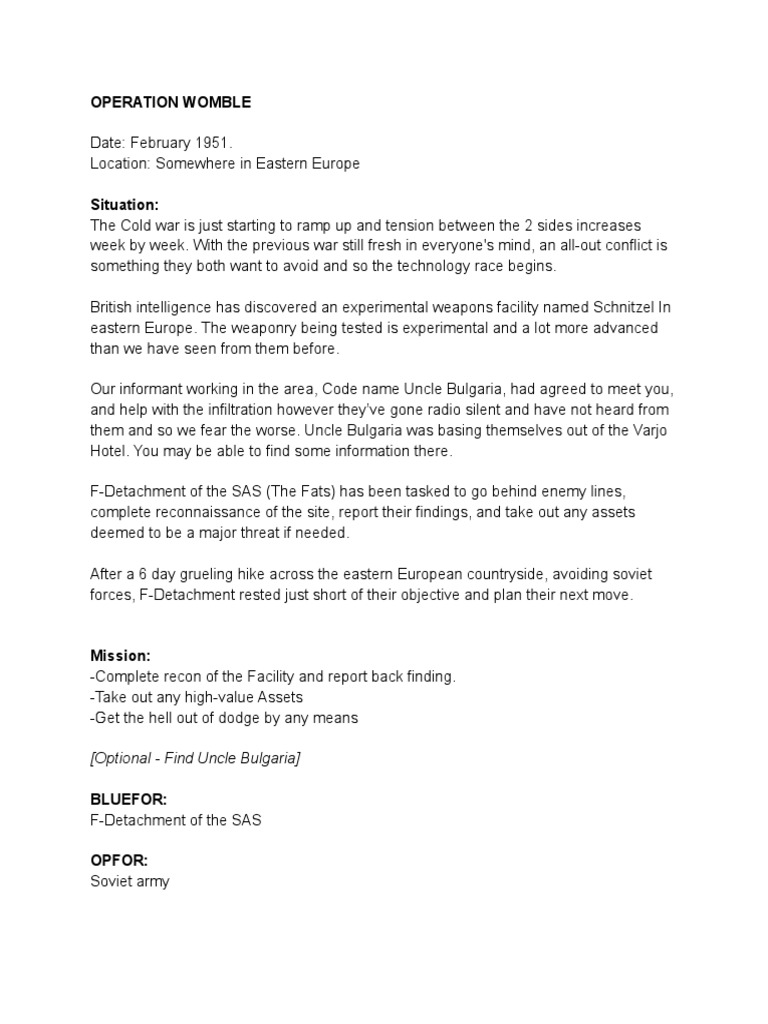 Operation Womble 1 | PDF