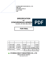 Specification For Hyundai Synchronous Generator