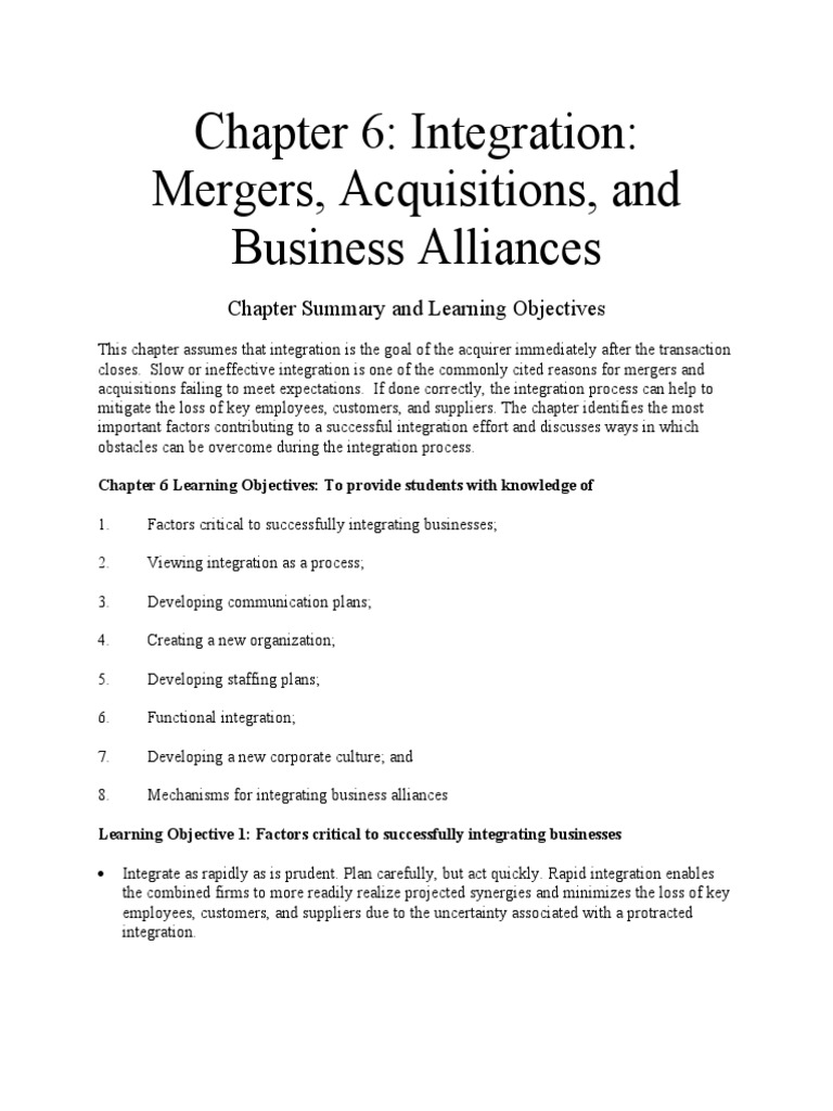 Successful Business Integration Strategies | PDF | Mergers And ...