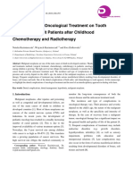 The Influence of Oncological Treatment On Tooth Agenesis in Adult Patients After Childhood Chemotherapy and Radiotherapy