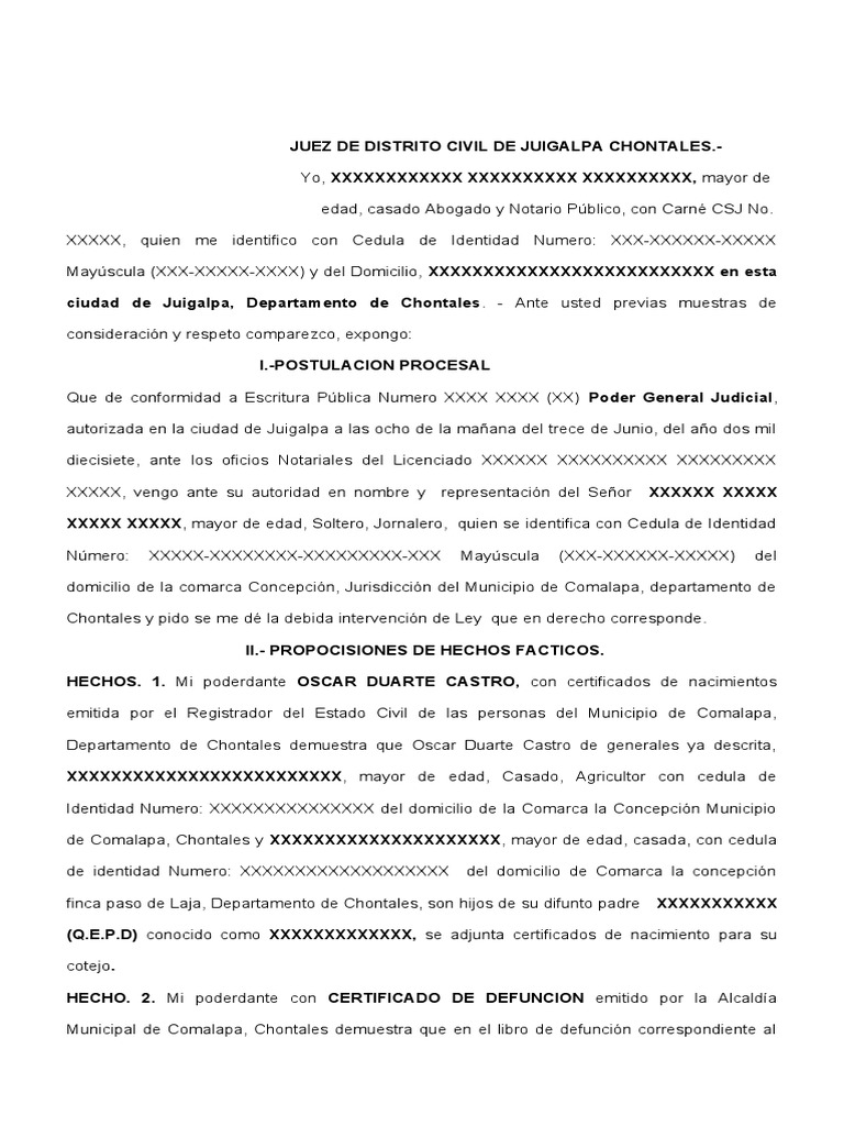 Particion de Herencia PDF Debido al proceso Justicia